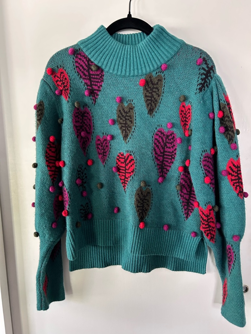 Farm Rio Teal Pom-Pom Sweater - Women's Knit Pullover